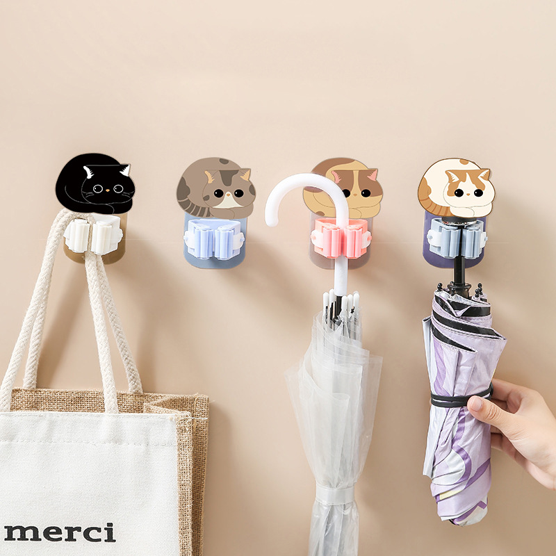 Home Edit Bathroom Storage - 3/4PCS Mop Holder Self-adhesive Broom Stand